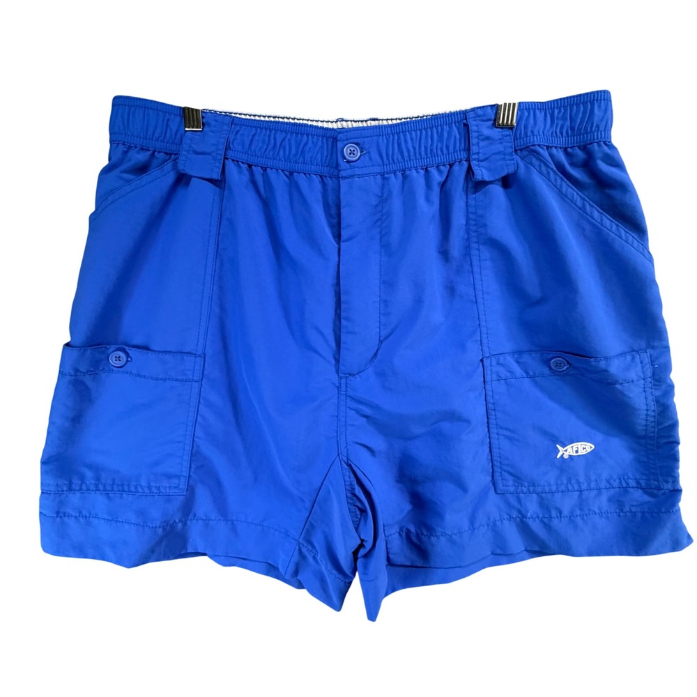 Aftco Original Fishing Cargo Shorts Men 40 Royal Blue Angler Outdoor Performance